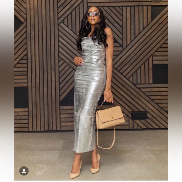 Zara FITTED METALLIC DRESS - Picture 5 of 8